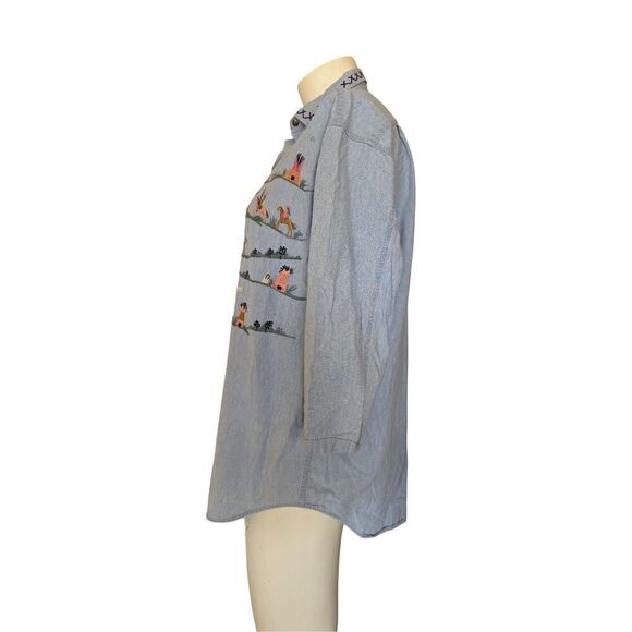 Cambridge Dry Goods women’s 90s vintage embroidered Indian teepee  button up shi - Picture 2 of 6